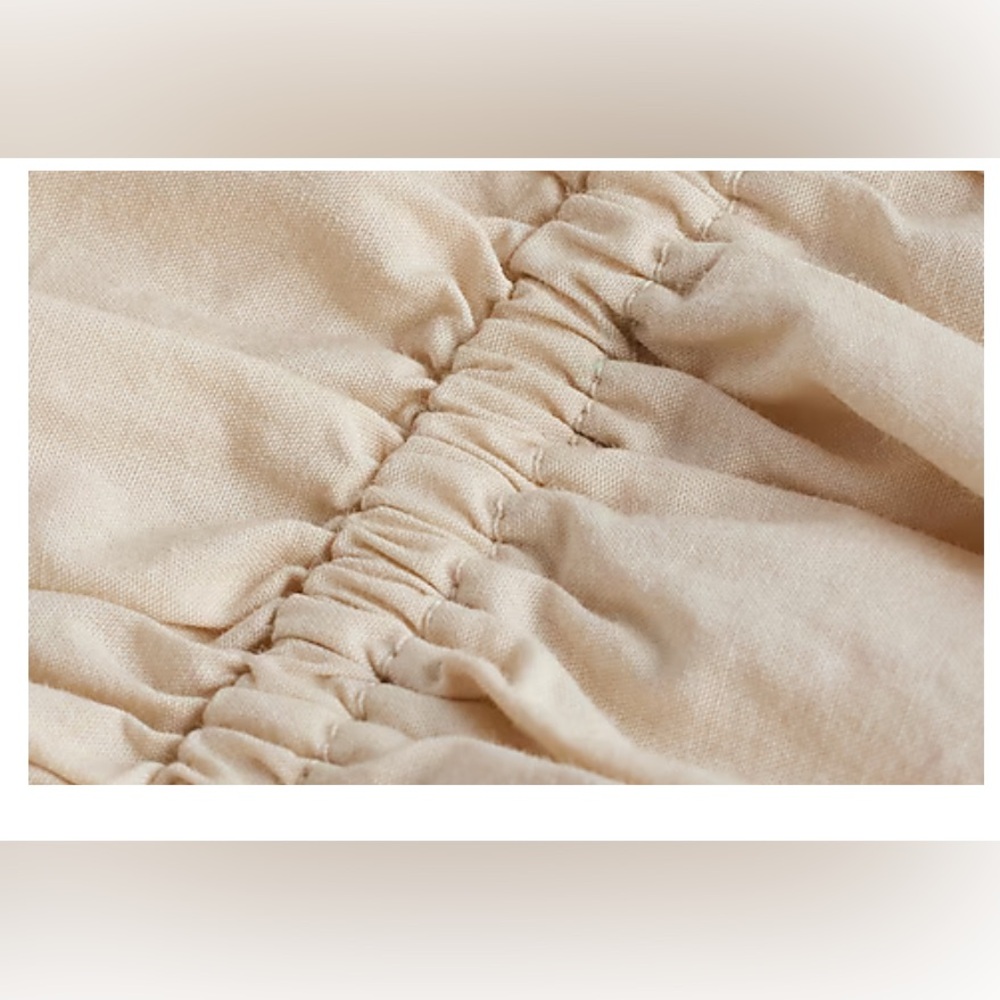 Express Tan Ruffled Smocked Crop Blouse NWT - Picture 3 of 6